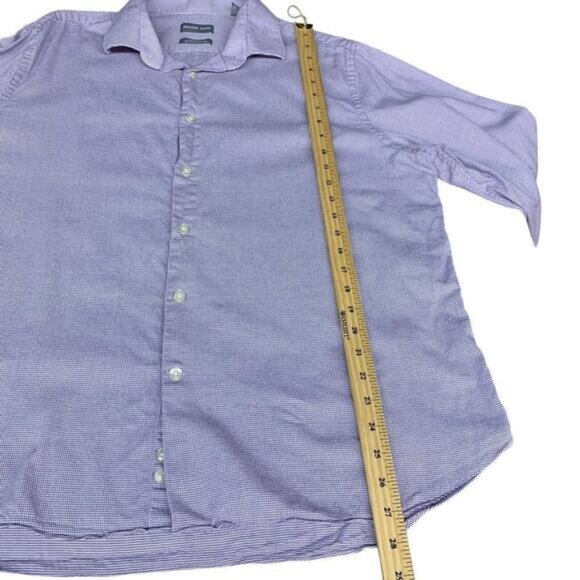 Michael Kors Mens Purple Micro Check Slim Fit Long Sleeve Button Up Shirt L - Picture 9 of 9